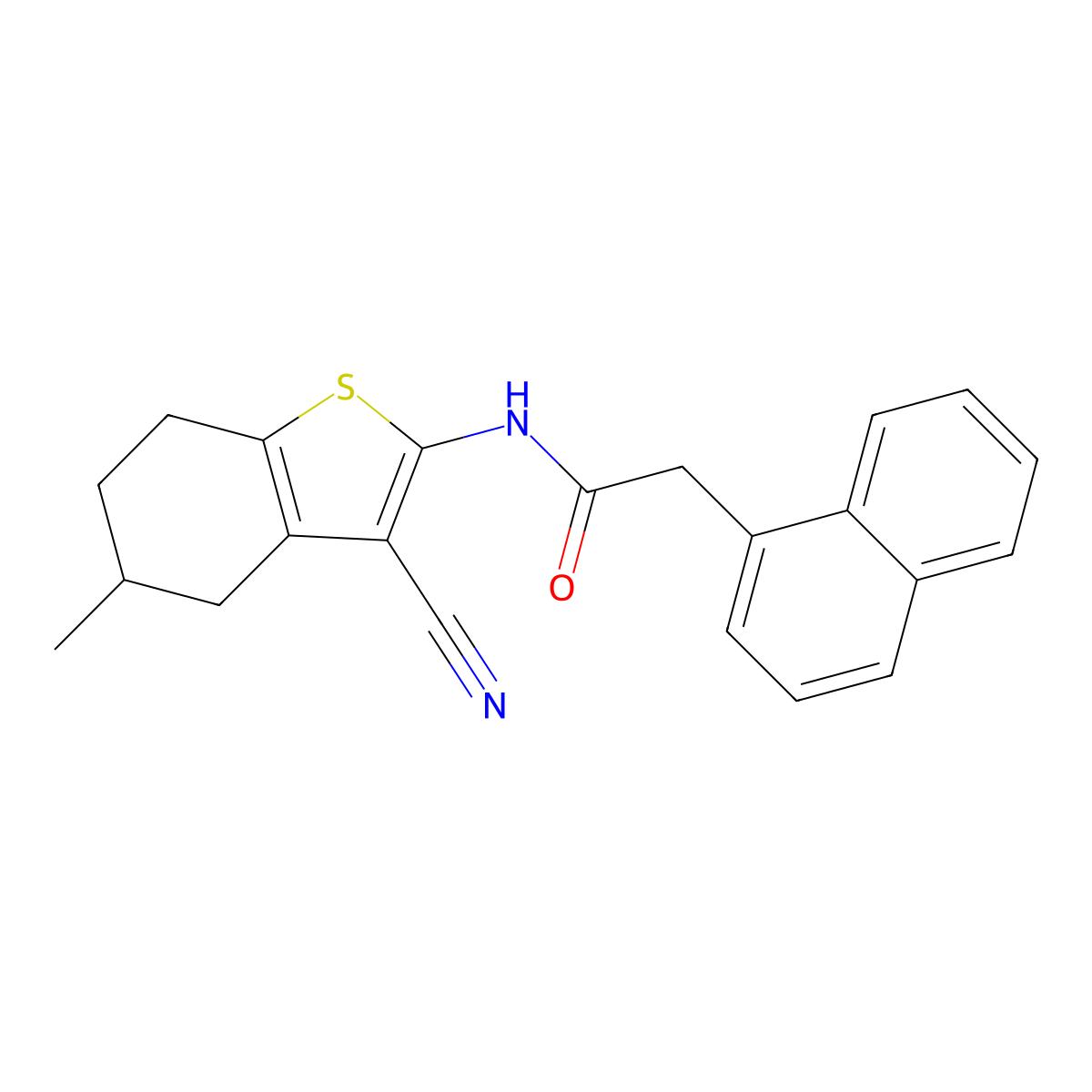 N-(3-cyano-5-methyl-4,5,6,7-tetrahydrobenzo[b]thiophen-2-yl)-2-(naphthalen-1-yl)acetamide molecular structure, CAS 330676-87-4