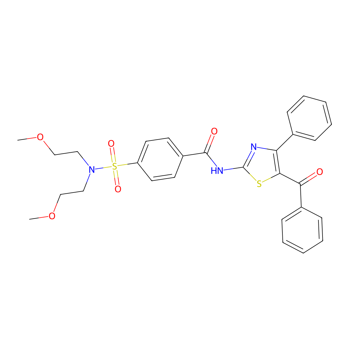 N-(5-benzoyl-4-phenyl-1,3-thiazol-2-yl)-4-[bis(2-methoxyethyl)sulfamoyl]benzamide molecular structure, CAS 330677-00-4