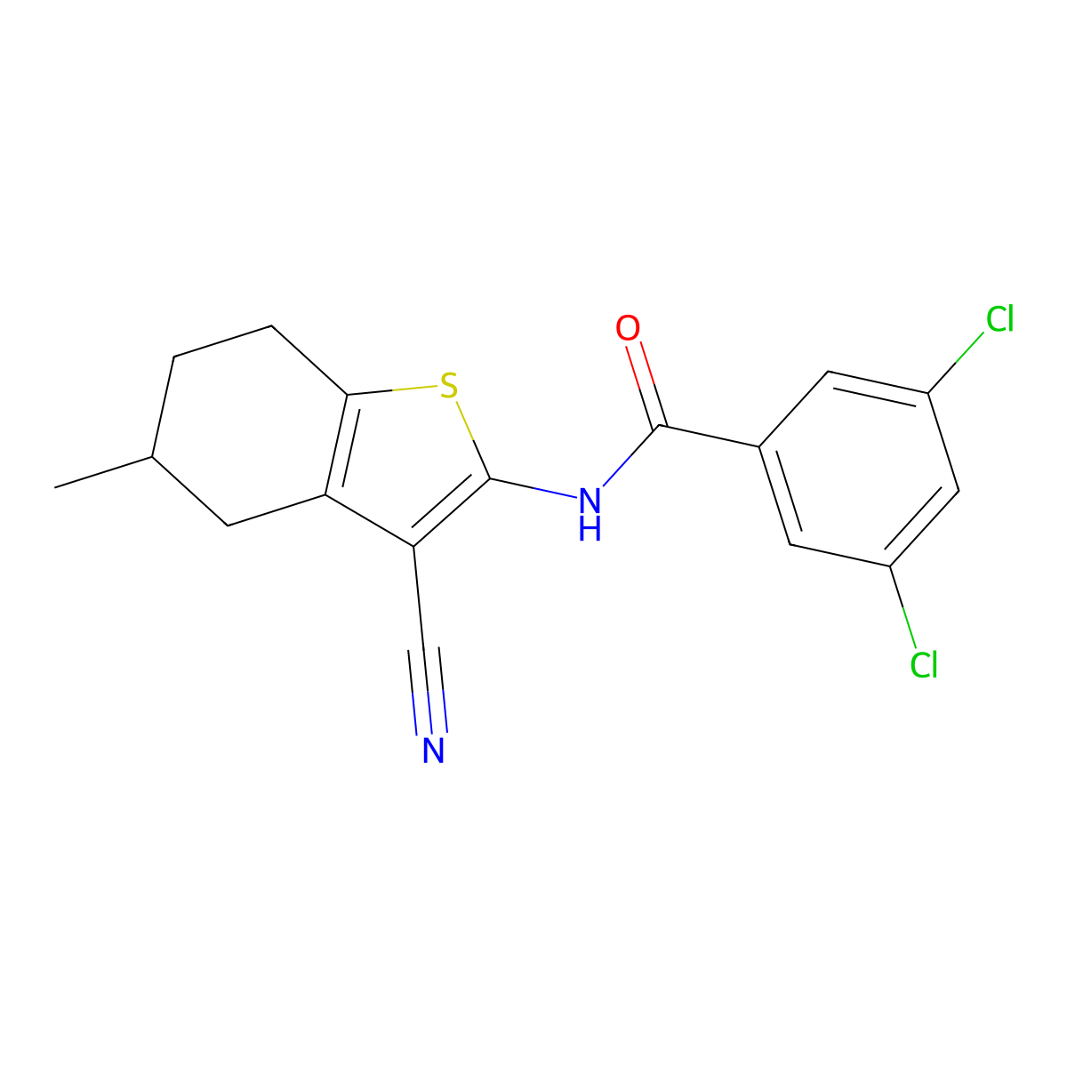 3,5-dichloro-N-(3-cyano-5-methyl-4,5,6,7-tetrahydro-1-benzothiophen-2-yl)benzamide molecular structure, CAS 330677-03-7