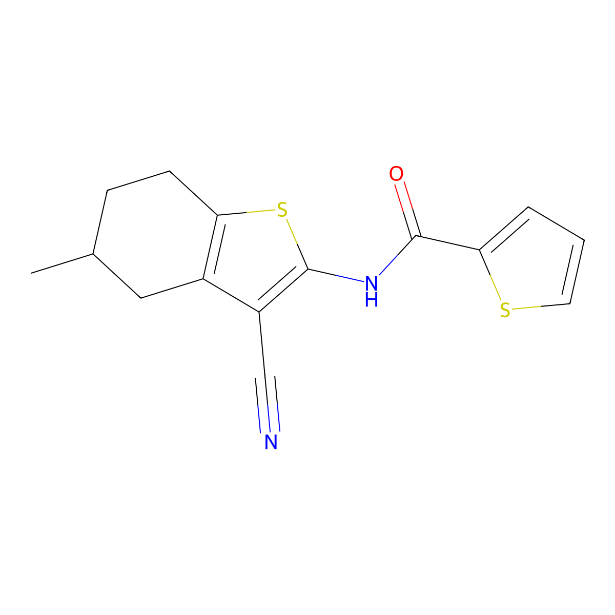N-(3-cyano-5-methyl-4,5,6,7-tetrahydro-1-benzothiophen-2-yl)thiophene-2-carboxamide molecular structure, CAS 330677-06-0