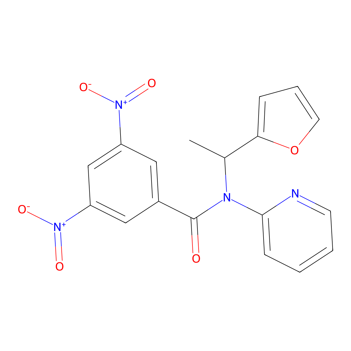 N-(1-(furan-2-yl)ethyl)-3,5-dinitro-N-(pyridin-2-yl)benzamide molecular structure, CAS 330677-34-4