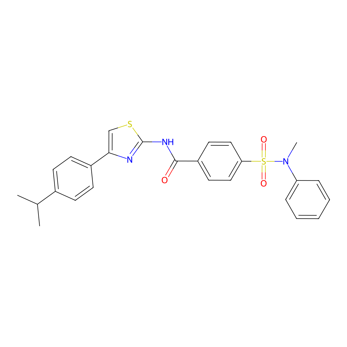 N-(4-(4-isopropylphenyl)thiazol-2-yl)-4-(N-methyl-N-phenylsulfamoyl)benzamide molecular structure, CAS 330677-40-2