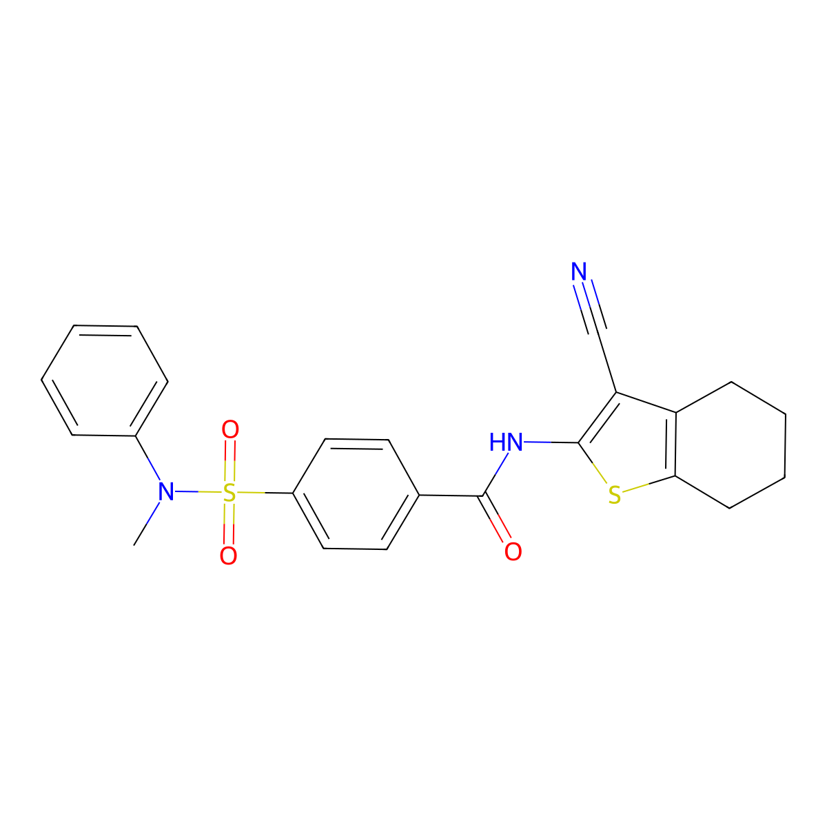 N-(3-cyano-4,5,6,7-tetrahydro-1-benzothiophen-2-yl)-4-[methyl(phenyl)sulfamoyl]benzamide molecular structure, CAS 330677-44-6