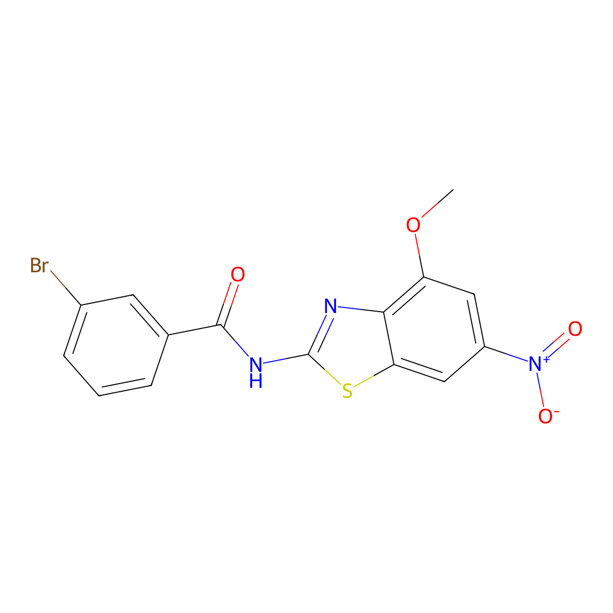 3-bromo-N-(4-methoxy-6-nitro-1,3-benzothiazol-2-yl)benzamide molecular structure, CAS 330677-47-9
