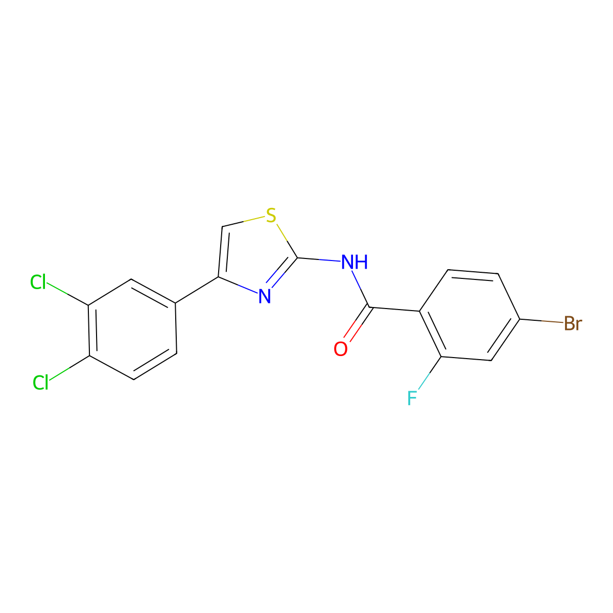 4-bromo-N-[4-(3,4-dichlorophenyl)-1,3-thiazol-2-yl]-2-fluorobenzamide molecular structure, CAS 330677-63-9