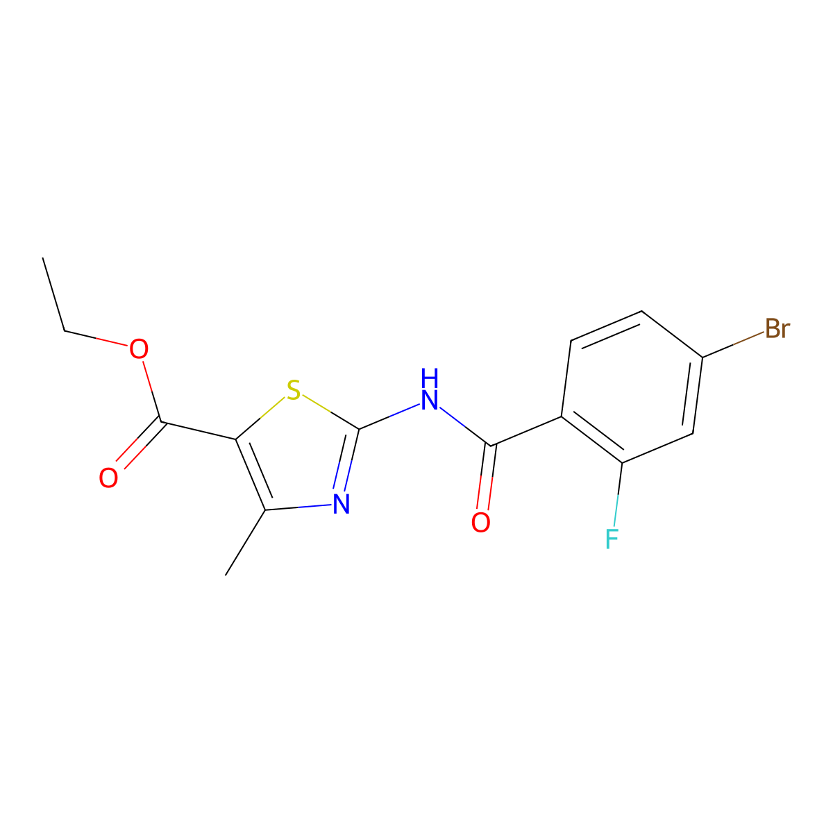 Ethyl 2-(4-bromo-2-fluorobenzamido)-4-methylthiazole-5-carboxylate molecular structure, CAS 330677-65-1