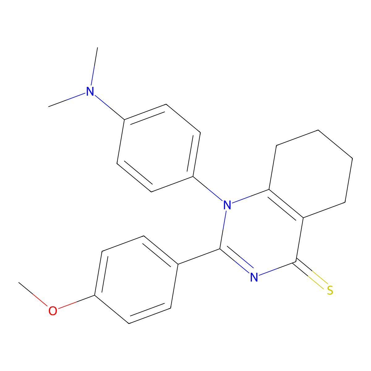 1-(4-(dimethylamino)phenyl)-2-(4-methoxyphenyl)-5,6,7,8-tetrahydroquinazoline-4(1H)-thione molecular structure, CAS 330677-67-3