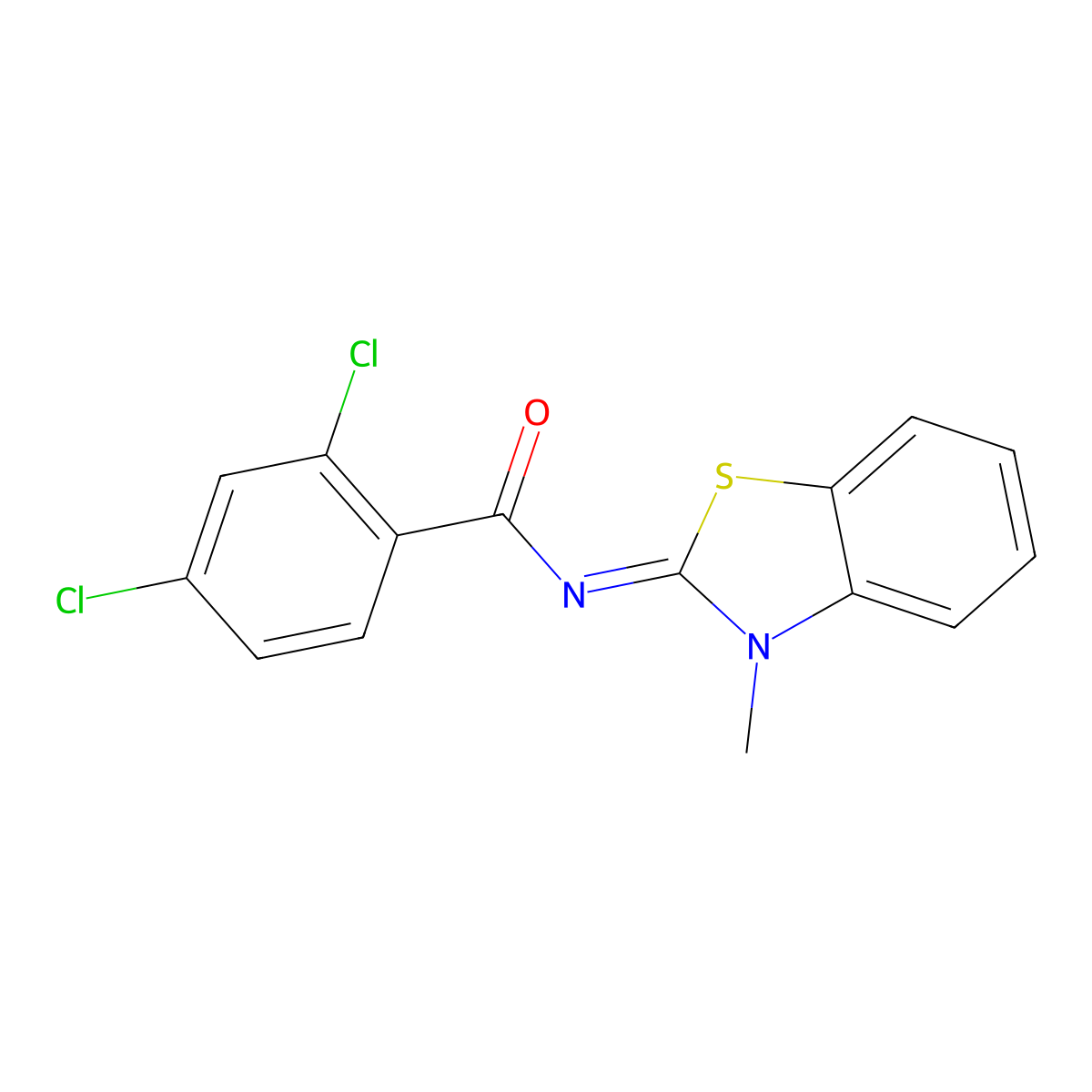2,4-dichloro-N-(3-methyl-1,3-benzothiazol-2-ylidene)benzamide molecular structure, CAS 330677-91-3