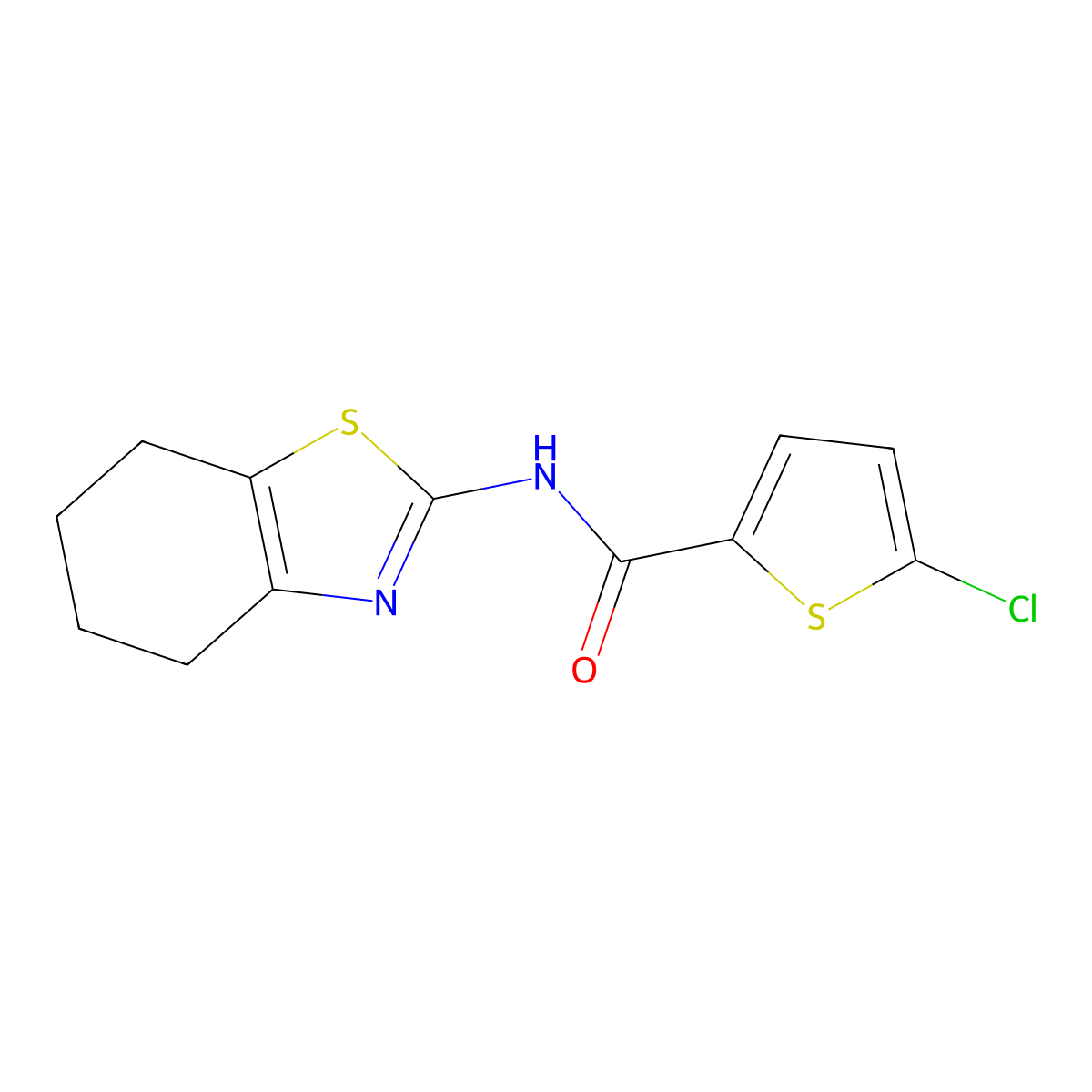 5-chloro-N-(4,5,6,7-tetrahydro-1,3-benzothiazol-2-yl)thiophene-2-carboxamide molecular structure, CAS 330677-96-8