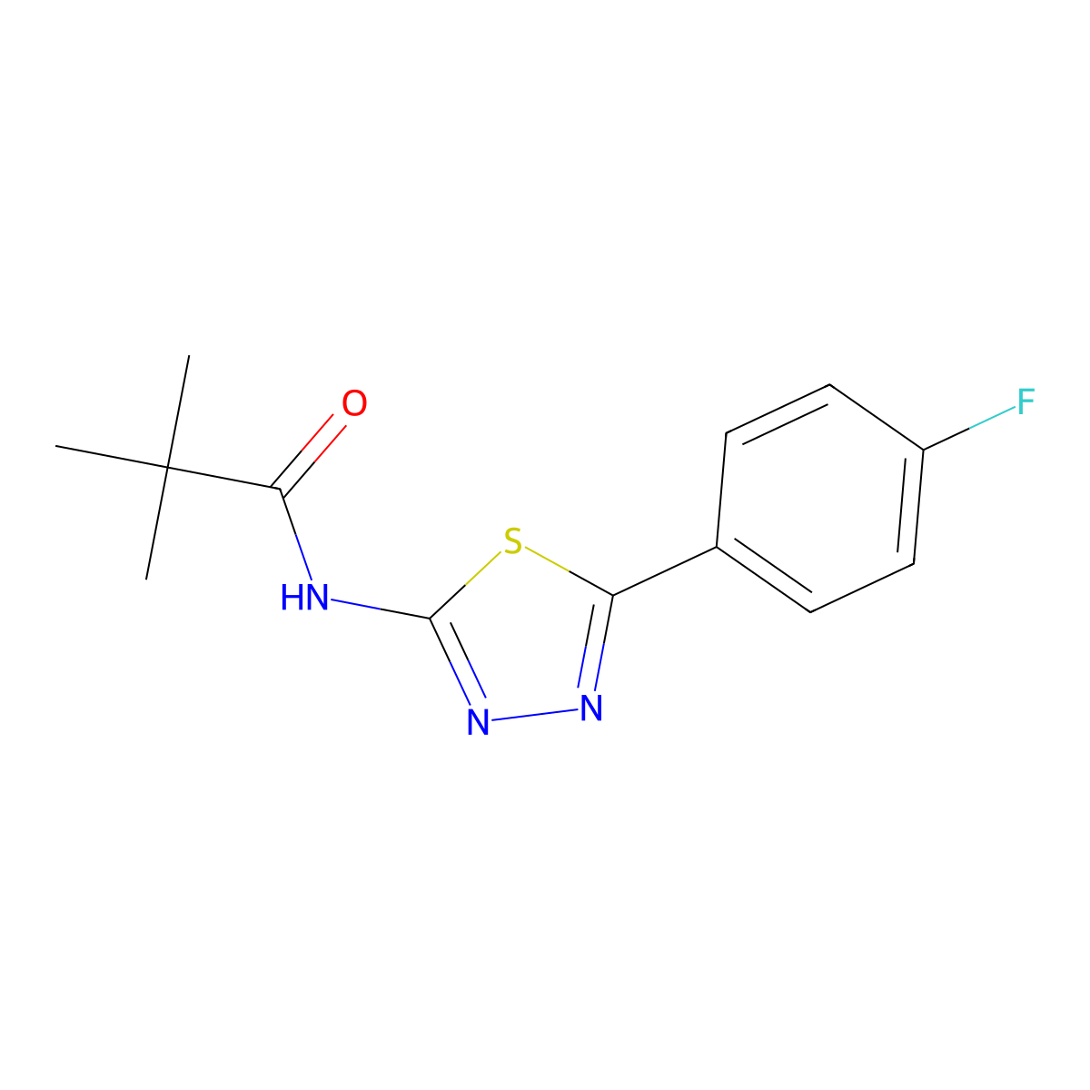 N-[5-(4-fluorophenyl)-1,3,4-thiadiazol-2-yl]-2,2-dimethylpropanamide molecular structure, CAS 330678-09-6
