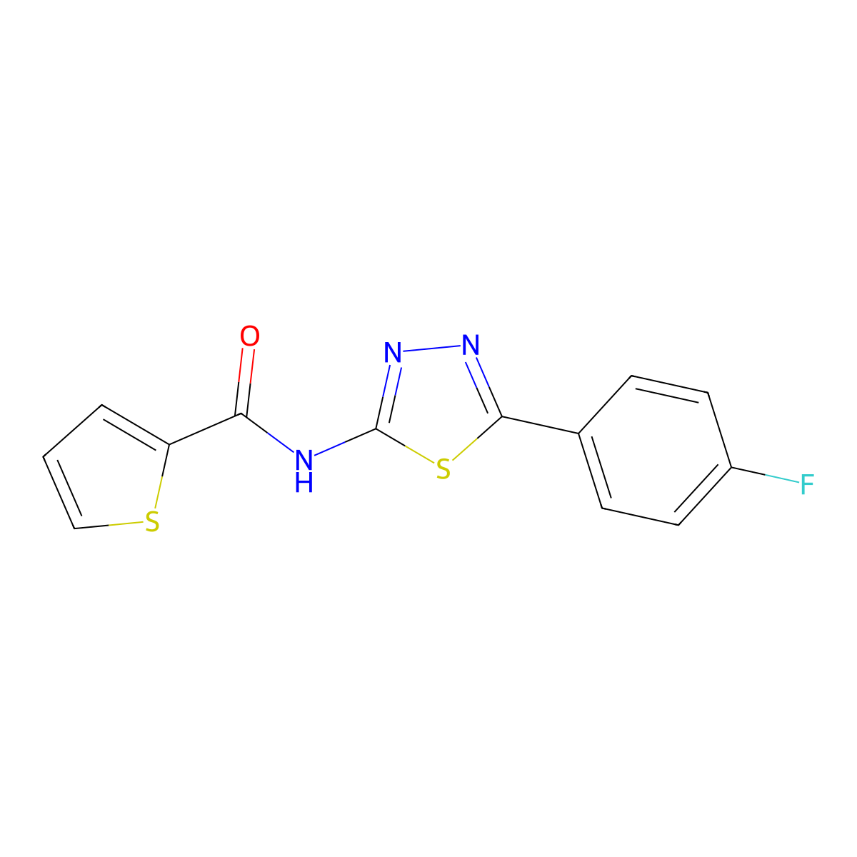 N-[5-(4-fluorophenyl)-1,3,4-thiadiazol-2-yl]thiophene-2-carboxamide molecular structure, CAS 330678-35-8
