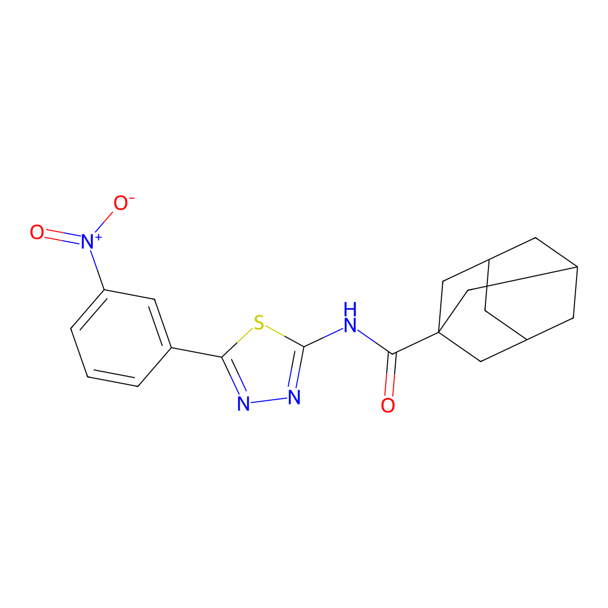 N-[5-(3-nitrophenyl)-1,3,4-thiadiazol-2-yl]adamantane-1-carboxamide molecular structure, CAS 330678-39-2