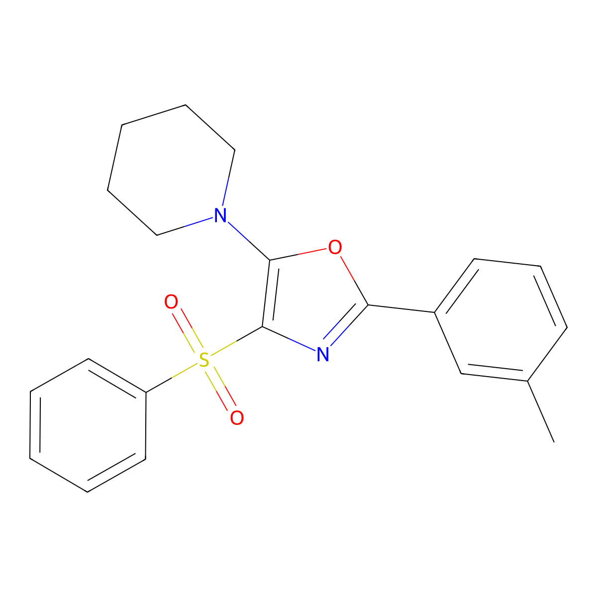 4-(Phenylsulfonyl)-5-(piperidin-1-yl)-2-(m-tolyl)oxazole molecular structure, CAS 330681-79-3