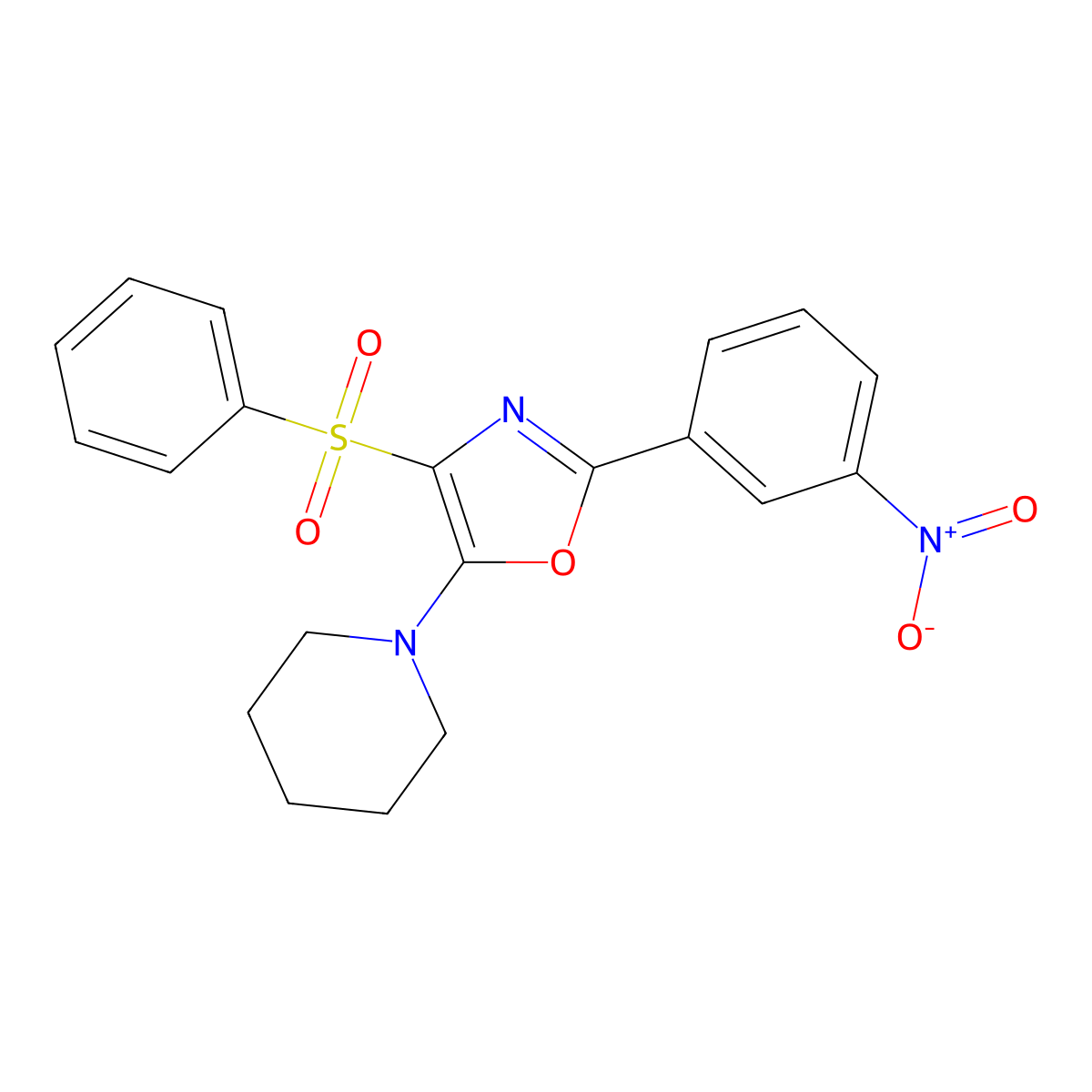 1-[4-Benzenesulfonyl-2-(3-nitrophenyl)oxazol-5-yl]piperidine molecular structure, CAS 330681-80-6