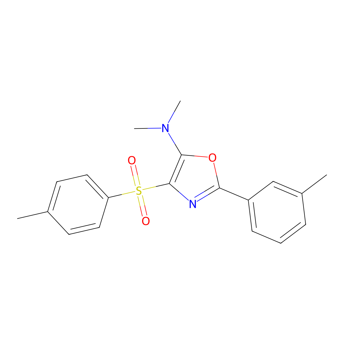 N,N-dimethyl-2-(m-tolyl)-4-tosyloxazol-5-amine molecular structure, CAS 330681-82-8