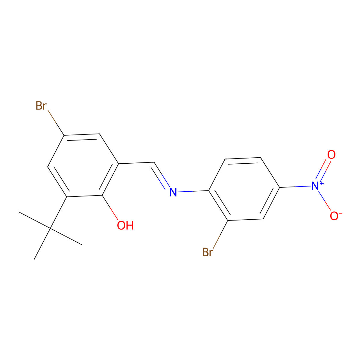 4-Bromo-2-[[(2-bromo-4-nitrophenyl)imino]methyl]-6-(1,1-dimethylethyl)phenol molecular structure, CAS 330682-26-3