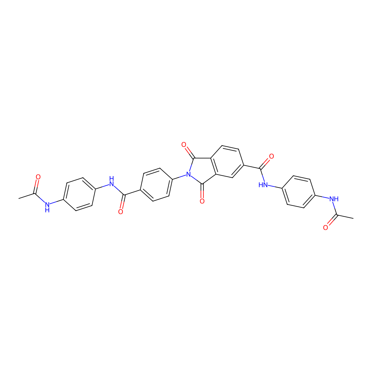 N-(4-acetamidophenyl)-2-[4-[(4-acetamidophenyl)carbamoyl]phenyl]-1,3-dioxoisoindole-5-carboxamide molecular structure, CAS 330683-13-1