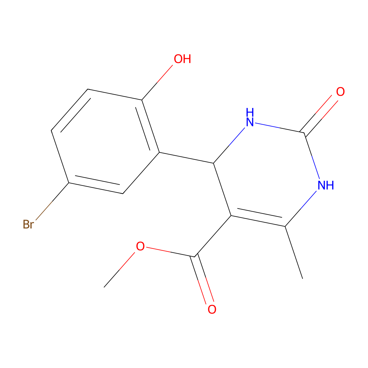 methyl 4-(5-bromo-2-hydroxyphenyl)-6-methyl-2-oxo-3,4-dihydro-1H-pyrimidine-5-carboxylate molecular structure, CAS 330683-58-4