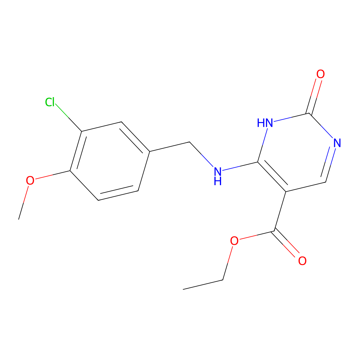 Ethyl 4-((3-chloro-4-methoxybenzyl)amino)-2-hydroxypyrimidine-5-carboxylate molecular structure, CAS 330785-99-4