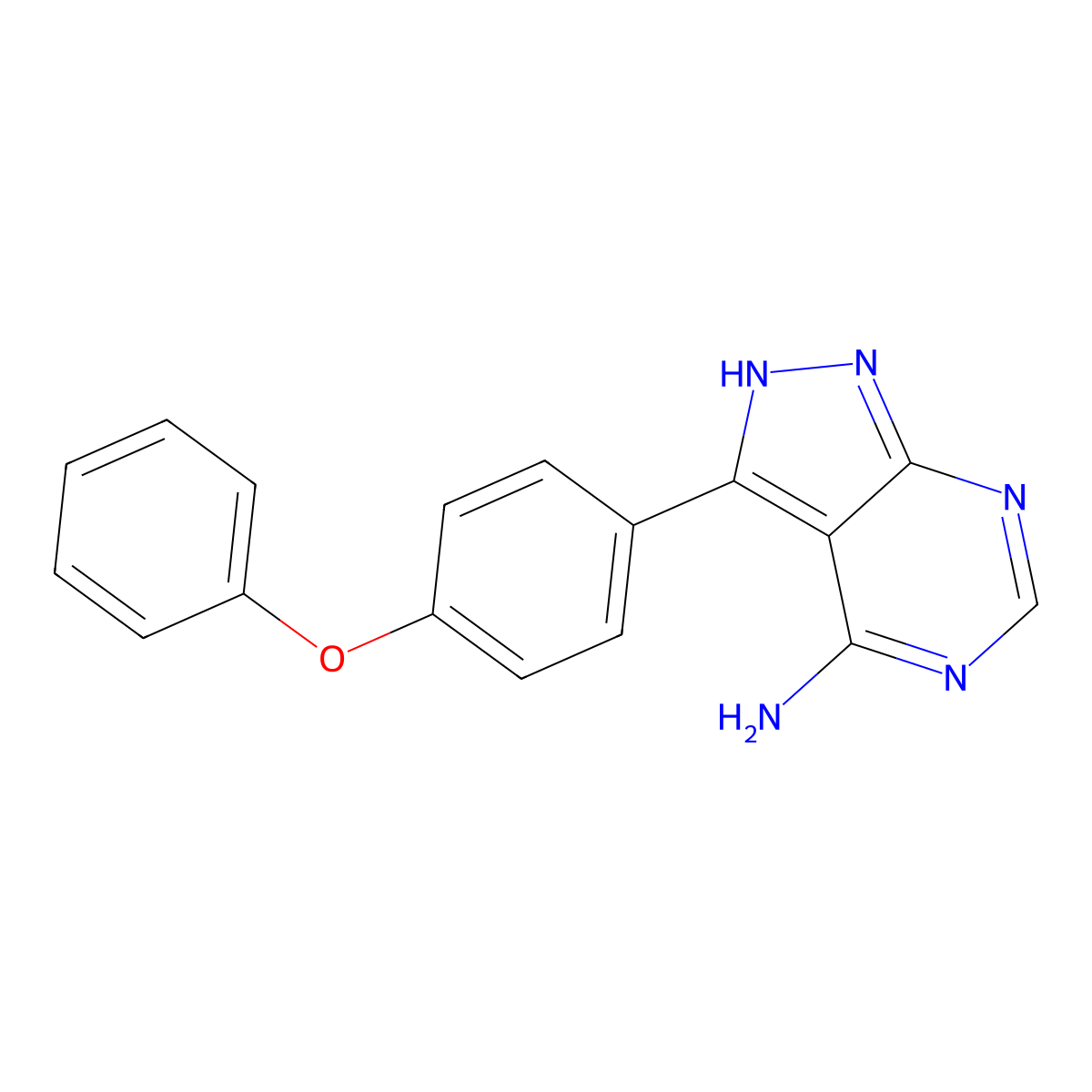 3-(4-phenoxyphenyl)-1H-pyrazolo(3,4-d)pyrimidin-4-amine molecular structure, CAS 330786-24-8