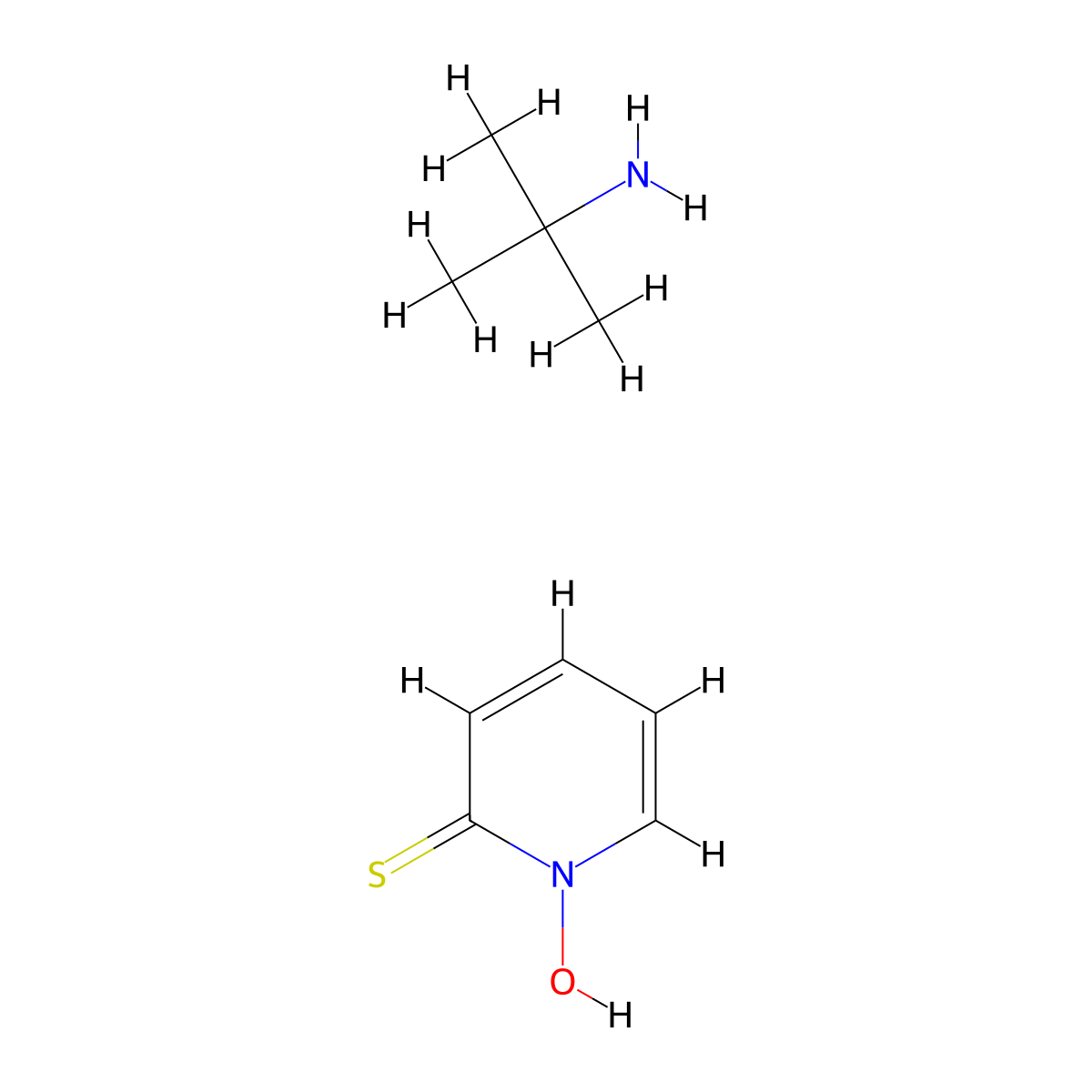 Pyrithione tert-butylamine molecular structure, CAS 33079-08-2