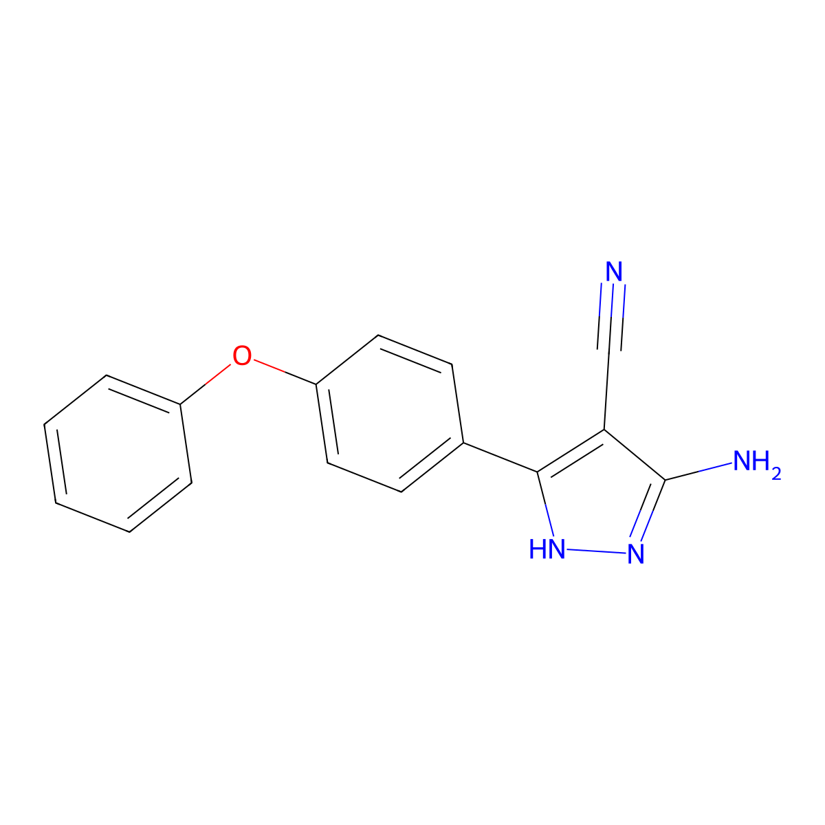 3-amino-5-(4-phenoxyphenyl)-1H-pyrazole-4-carbonitrile molecular structure, CAS 330792-70-6
