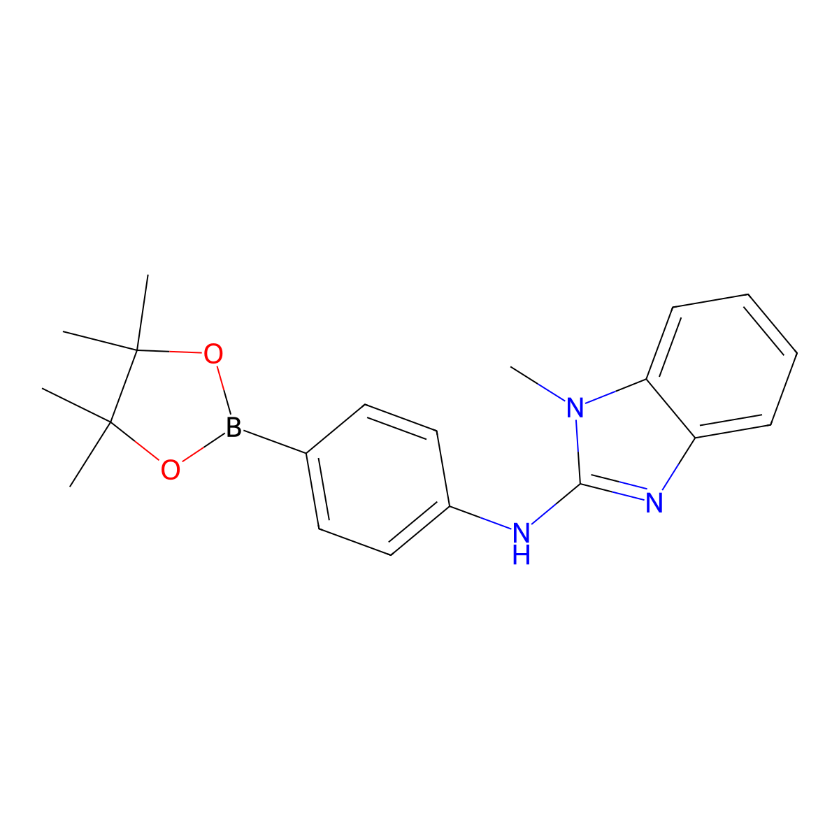 1-Methyl-N-(4-(4,4,5,5-tetramethyl-1,3,2-dioxaborolan-2-yl)phenyl)-1H-benzo[d]imidazol-2-amine molecular structure, CAS 330793-28-7