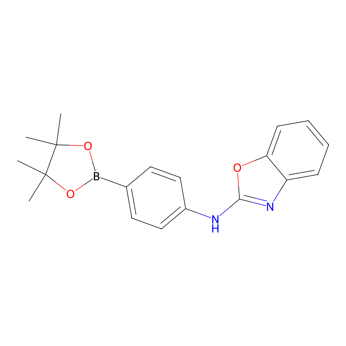 N-(4-(4,4,5,5-Tetramethyl-1,3,2-dioxaborolan-2-yl)phenyl)benzo[d]oxazol-2-amine molecular structure, CAS 330793-73-2
