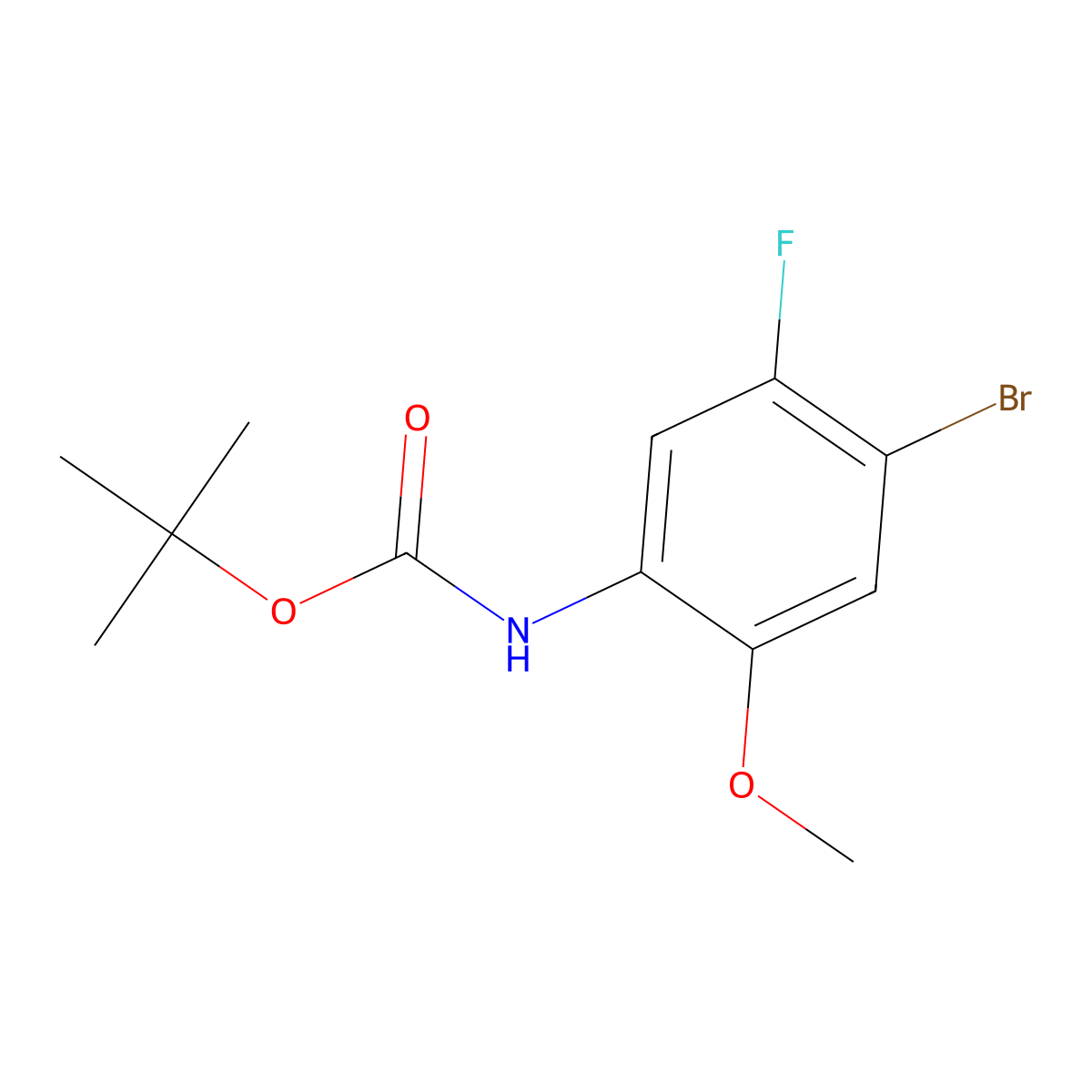 Tert-butyl (4-bromo-5-fluoro-2-methoxyphenyl)carbamate molecular structure, CAS 330794-04-2
