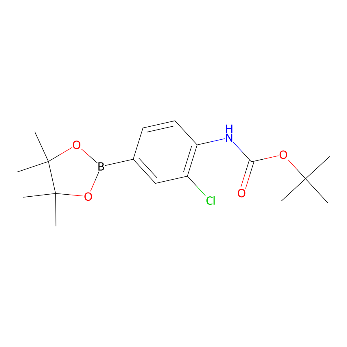 Tert-butyl (2-chloro-4-(4,4,5,5-tetramethyl-1,3,2-dioxaborolan-2-yl)phenyl)carbamate molecular structure, CAS 330794-10-0
