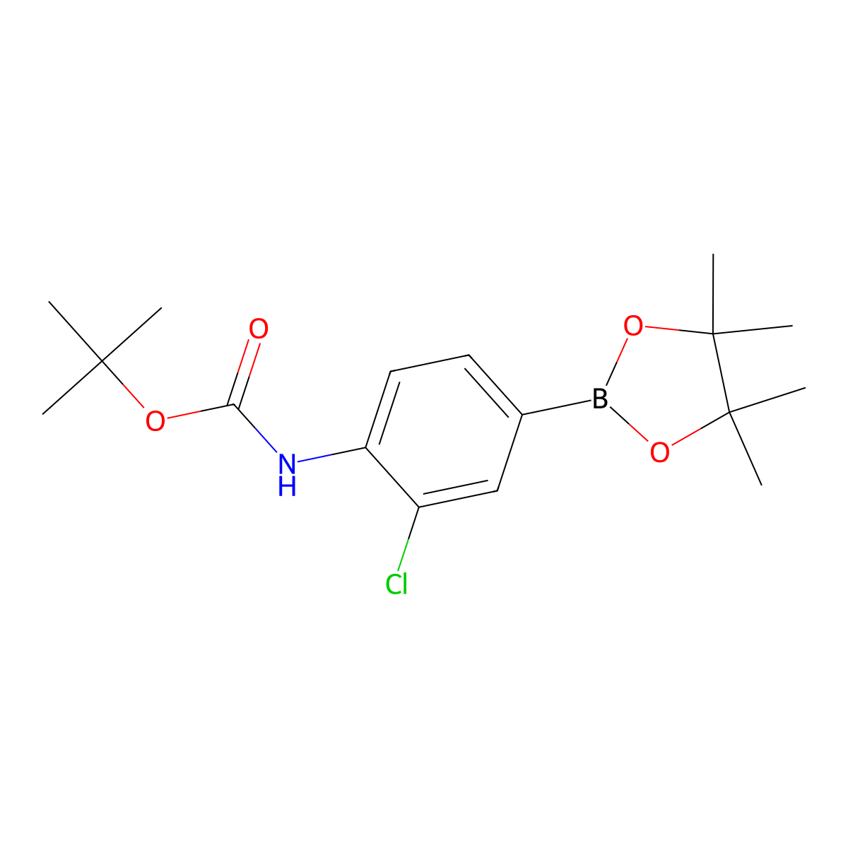 Tert-butyl (2-chloro-4-(4,4,5,5-tetramethyl-1,3,2-dioxaborolan-2-yl)phenyl)carbamate molecular structure, CAS 330794-10-0