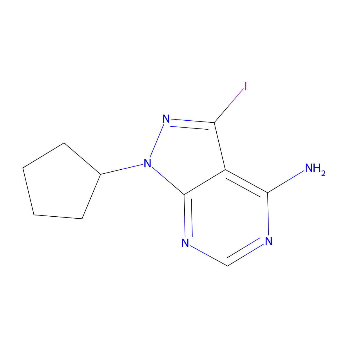 1-cyclopentyl-3-iodo-1H-pyrazolo[3,4-d]pyrimidin-4-amine molecular structure, CAS 330794-31-5
