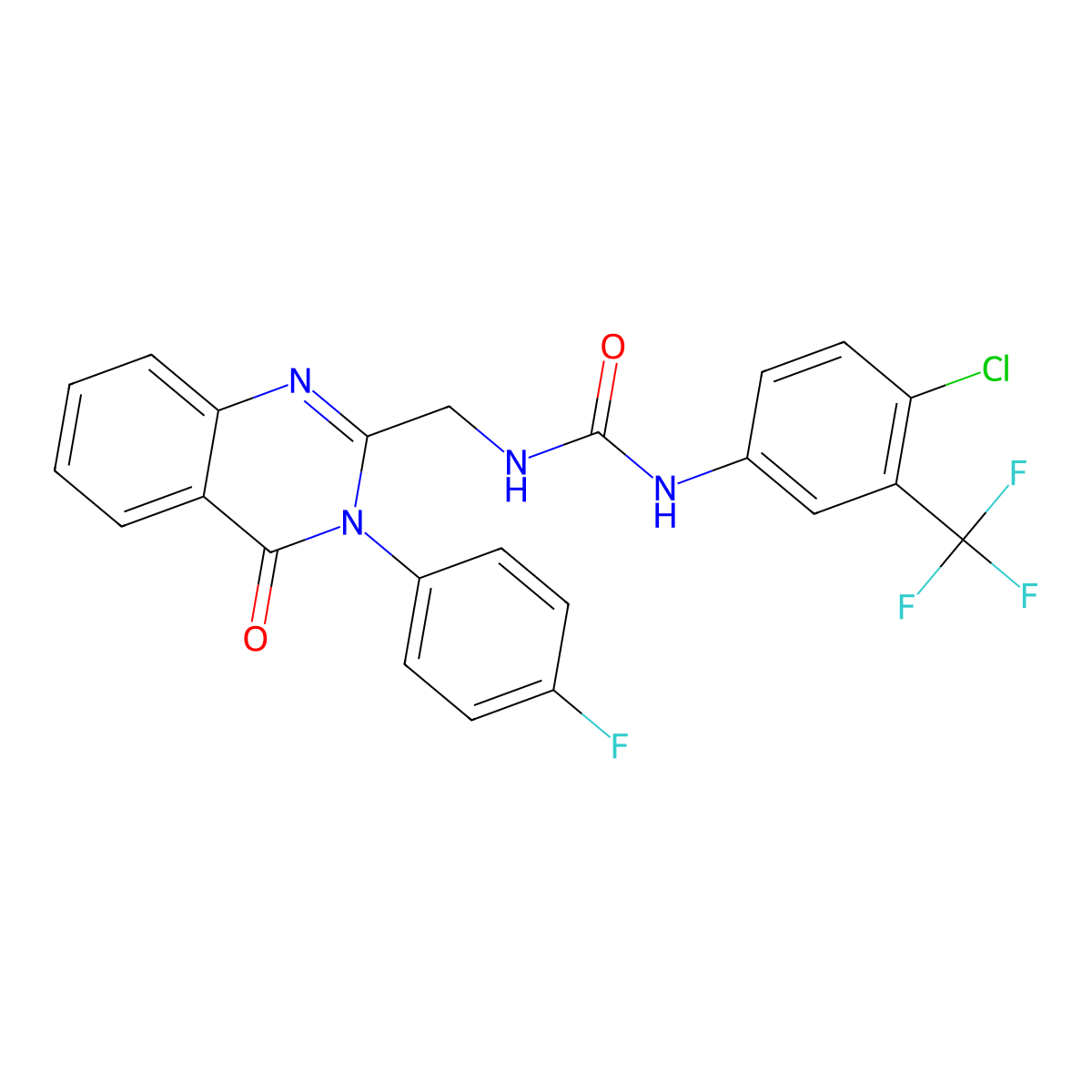 N-[4-Chloro-3-(trifluoromethyl)phenyl]-N'-[[3-(4-fluorophenyl)-3,4-dihydro-4-oxo-2-quinazolinyl]methyl]urea molecular structure, CAS 330796-24-2