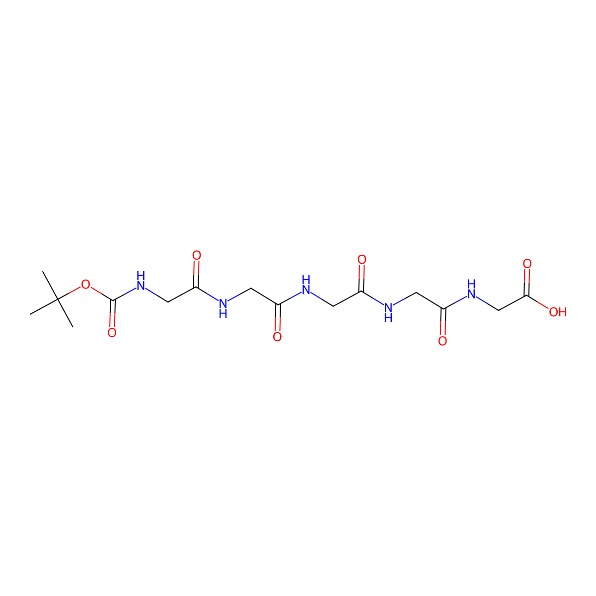 (tert-Butoxycarbonyl)glycylglycylglycylglycylglycine molecular structure, CAS 330807-97-1