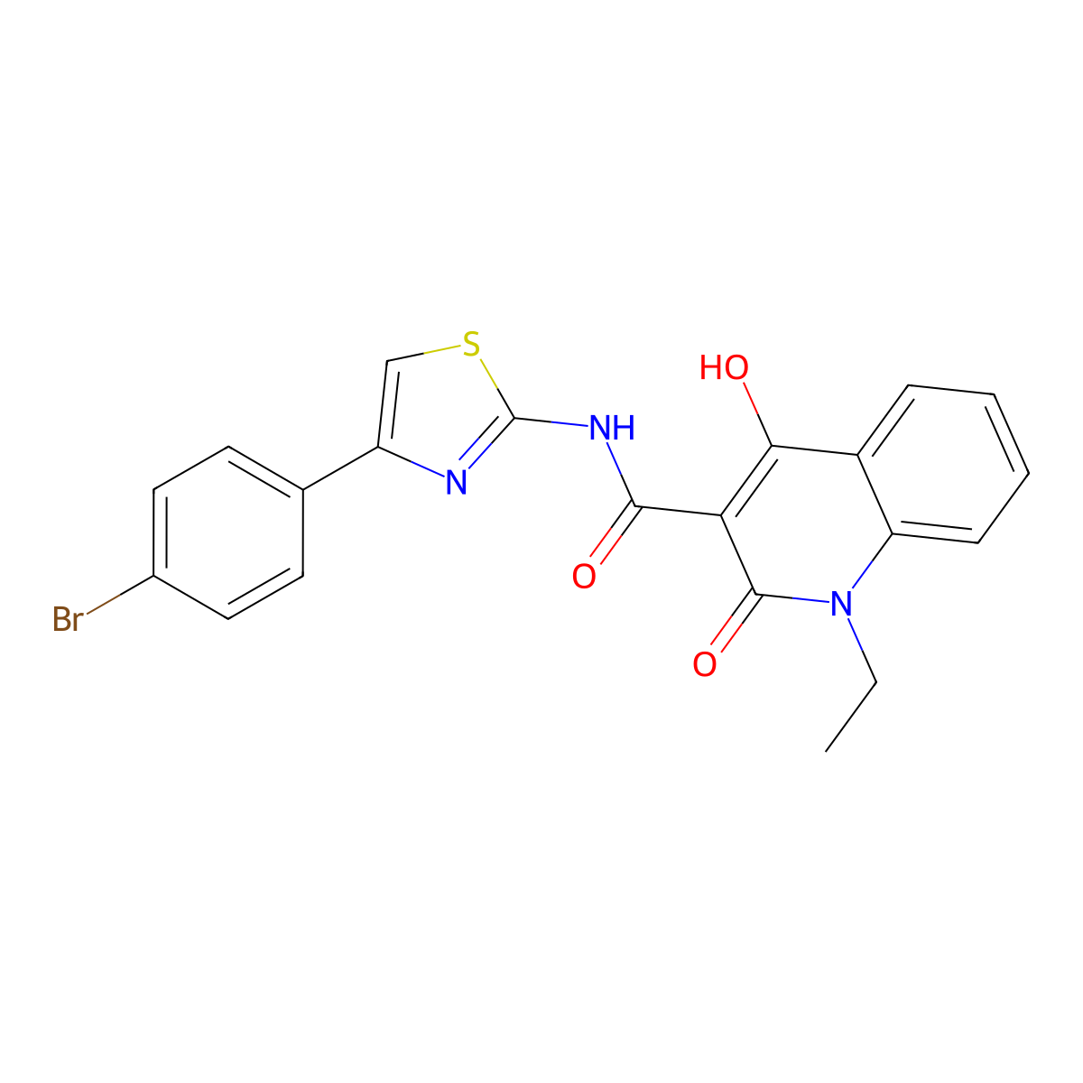 N-[4-(4-bromophenyl)-1,3-thiazol-2-yl]-1-ethyl-4-hydroxy-2-oxo-1,2-dihydroquinoline-3-carboxamide molecular structure, CAS 330817-55-5