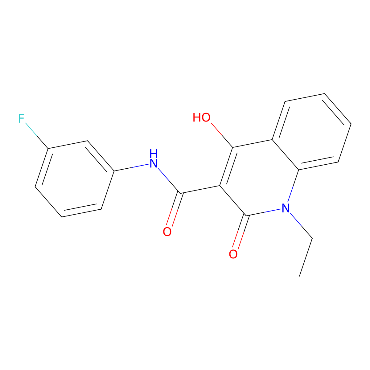 1-ethyl-N-(3-fluorophenyl)-4-hydroxy-2-oxo-1,2-dihydroquinoline-3-carboxamide molecular structure, CAS 330817-64-6