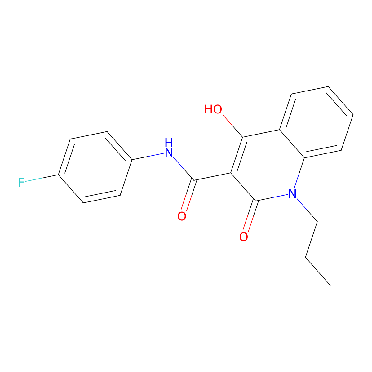 N-(4-fluorophenyl)-4-hydroxy-2-oxo-1-propyl-1,2-dihydroquinoline-3-carboxamide molecular structure, CAS 330817-65-7