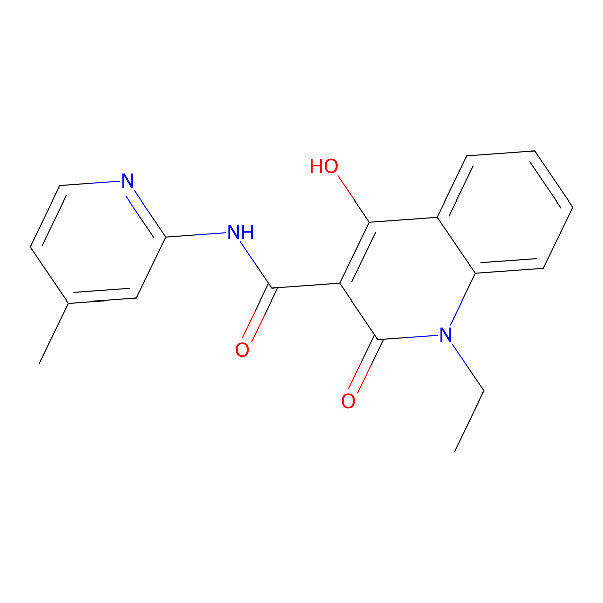 1-ethyl-4-hydroxy-N-(4-methylpyridin-2-yl)-2-oxo-1,2-dihydroquinoline-3-carboxamide molecular structure, CAS 330817-79-3