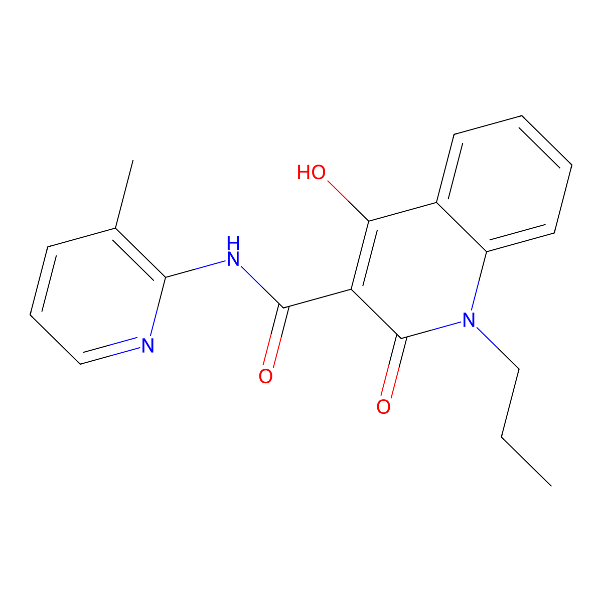 4-hydroxy-N-(3-methylpyridin-2-yl)-2-oxo-1-propyl-1,2-dihydroquinoline-3-carboxamide molecular structure, CAS 330817-81-7