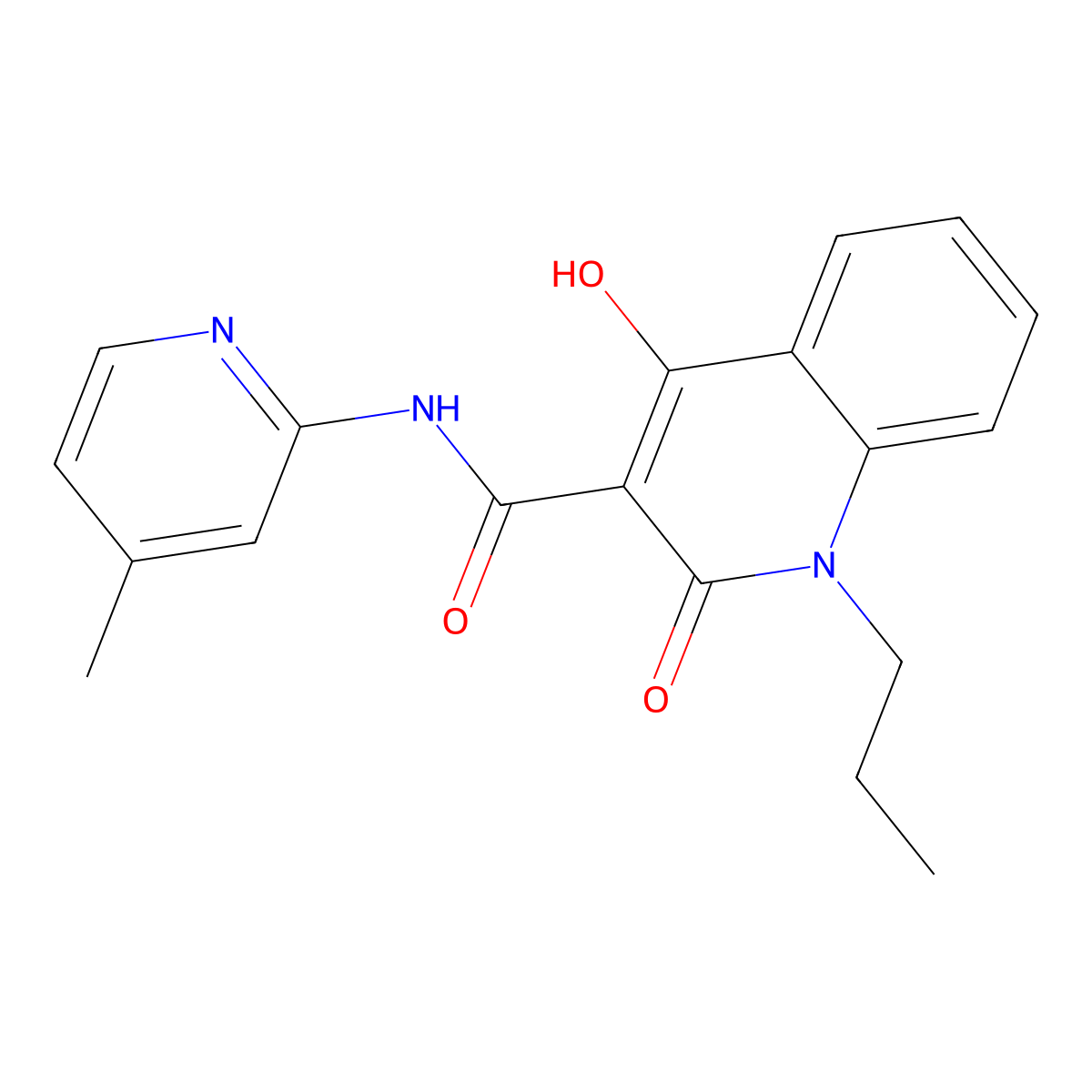 4-hydroxy-N-(4-methylpyridin-2-yl)-2-oxo-1-propyl-1,2-dihydroquinoline-3-carboxamide molecular structure, CAS 330817-82-8