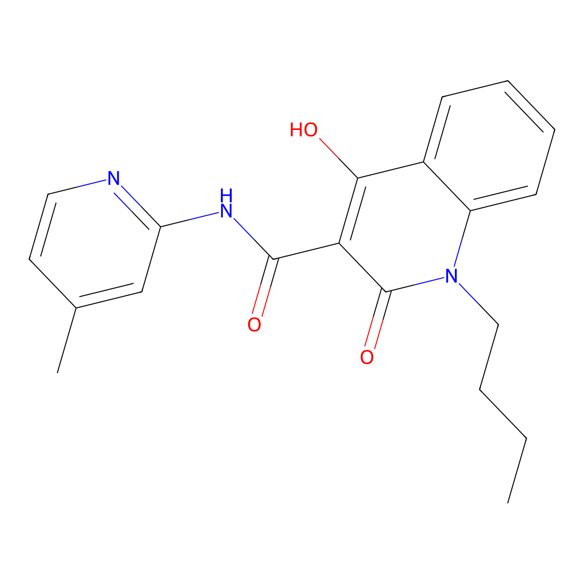 1-butyl-4-hydroxy-N-(4-methylpyridin-2-yl)-2-oxo-1,2-dihydroquinoline-3-carboxamide molecular structure, CAS 330817-84-0