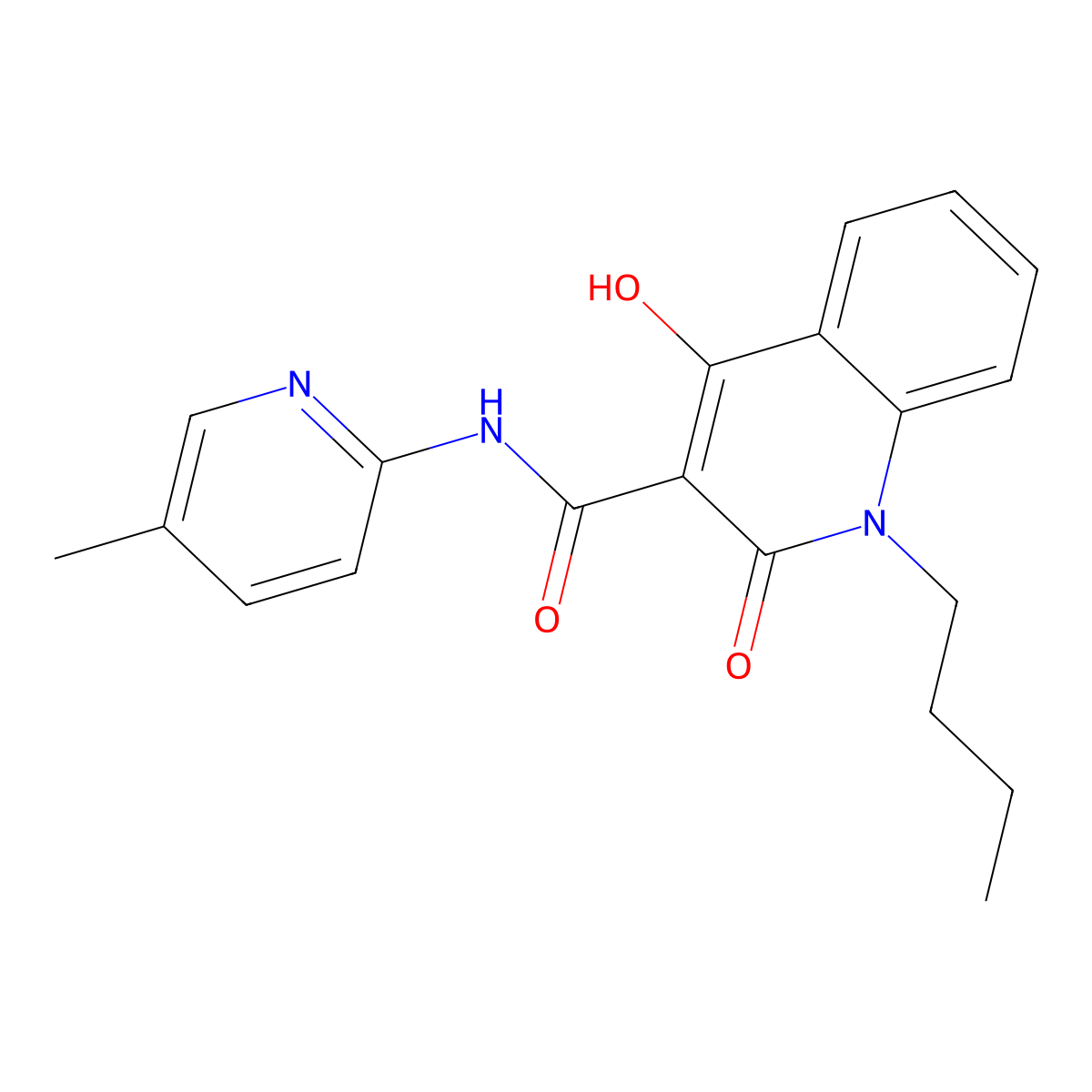 1-butyl-4-hydroxy-N-(5-methylpyridin-2-yl)-2-oxo-1,2-dihydroquinoline-3-carboxamide molecular structure, CAS 330817-85-1