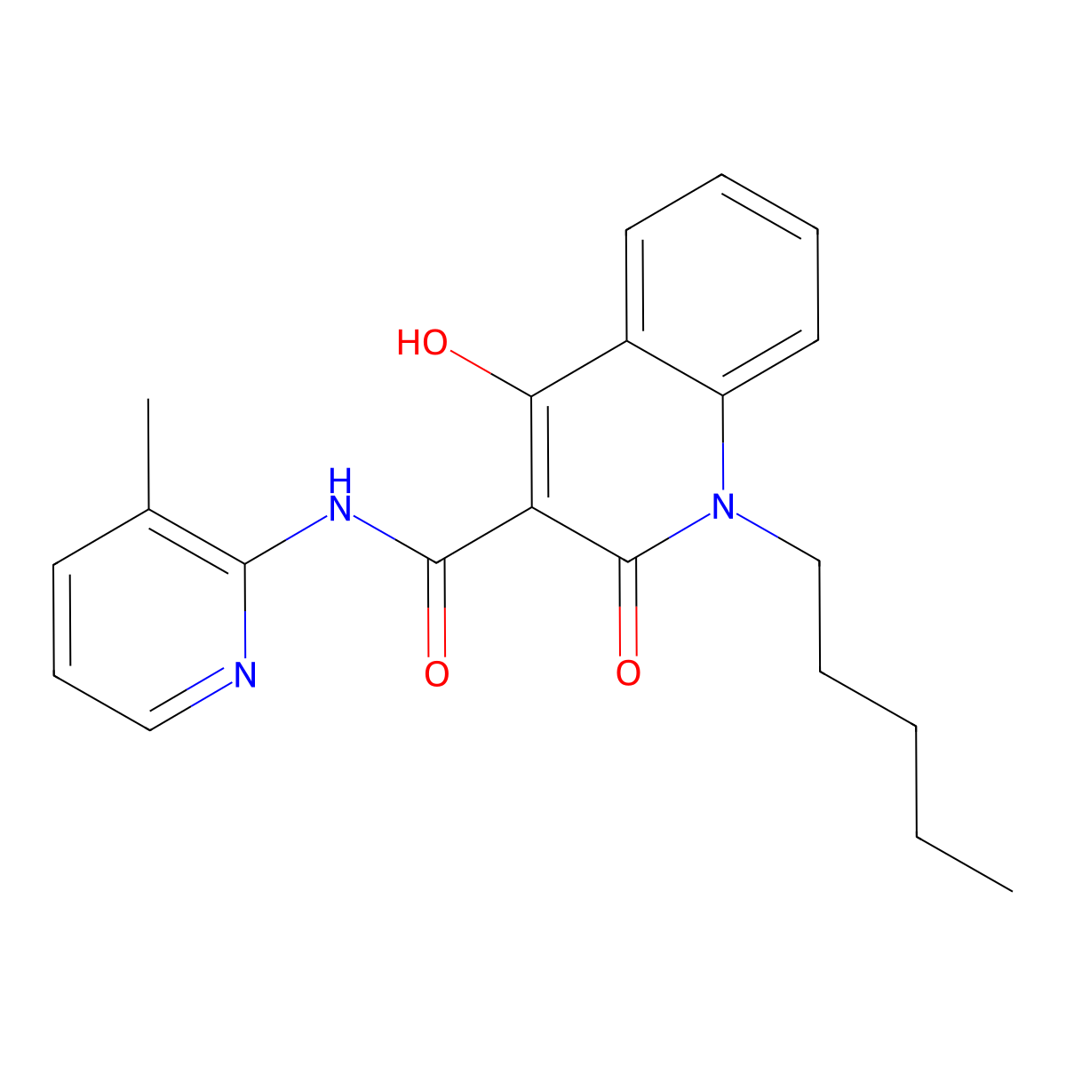 4-hydroxy-N-(3-methylpyridin-2-yl)-2-oxo-1-pentyl-1,2-dihydroquinoline-3-carboxamide molecular structure, CAS 330817-86-2