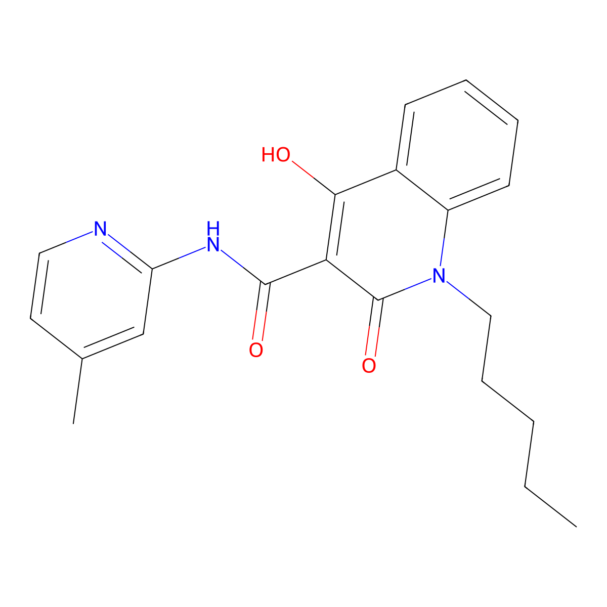 4-hydroxy-N-(4-methylpyridin-2-yl)-2-oxo-1-pentyl-1,2-dihydroquinoline-3-carboxamide molecular structure, CAS 330817-87-3