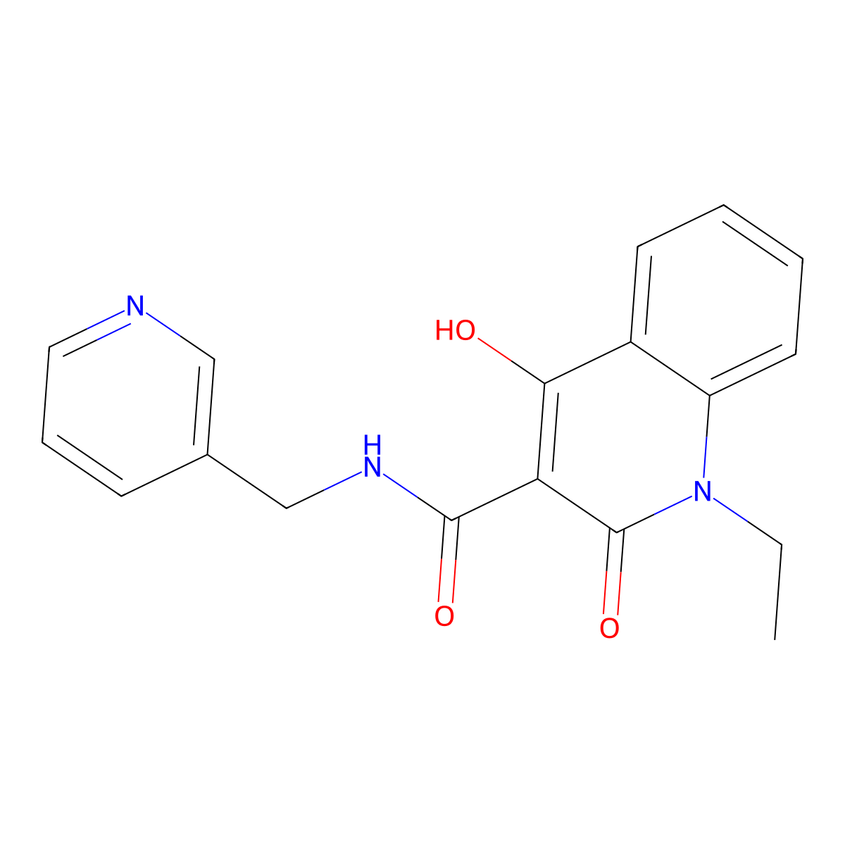 1-ethyl-4-hydroxy-2-oxo-N-(pyridin-3-ylmethyl)-1,2-dihydroquinoline-3-carboxamide molecular structure, CAS 330817-96-4