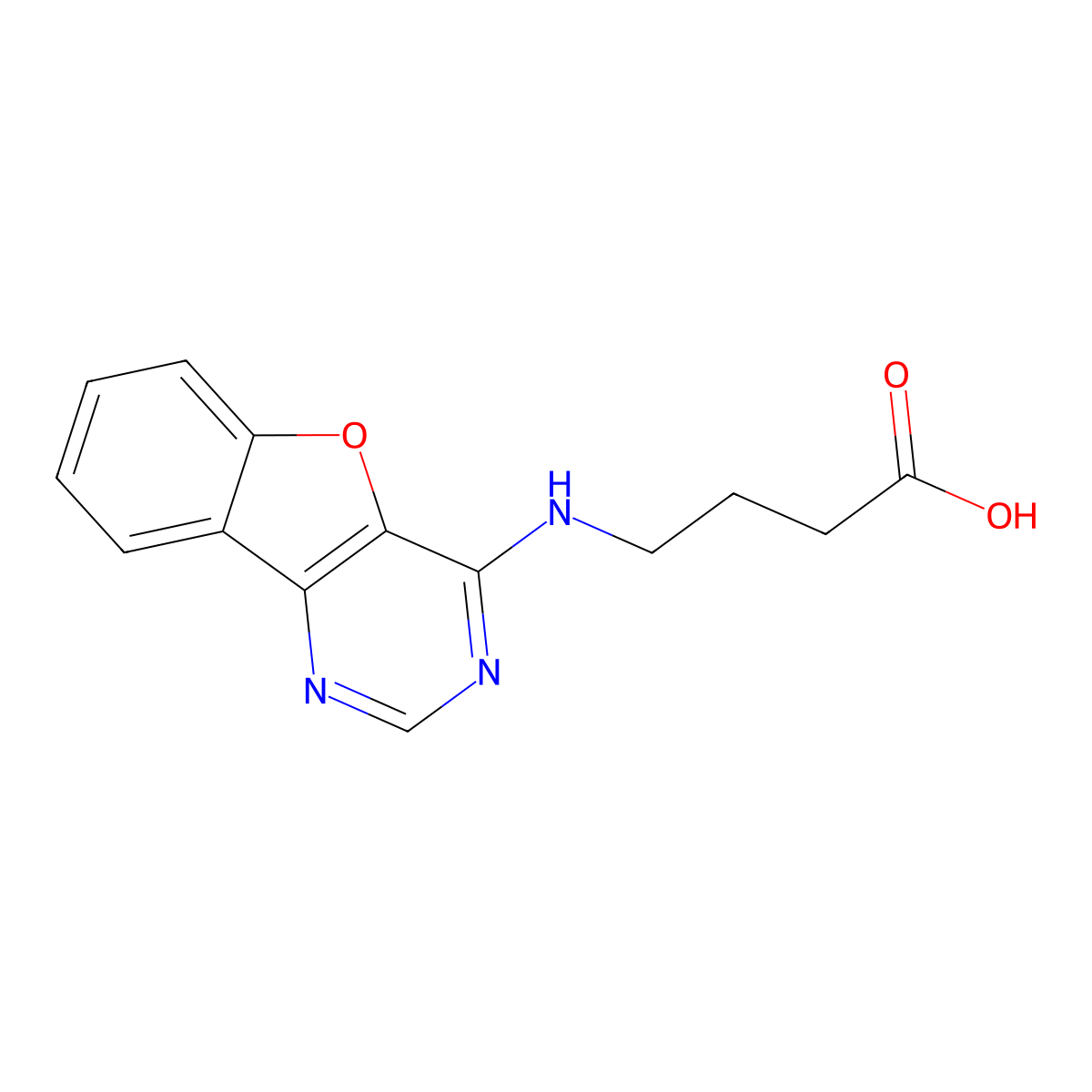 4-(Benzofuro[3,2-d]pyrimidin-4-ylamino)butanoic acid molecular structure, CAS 330818-01-4
