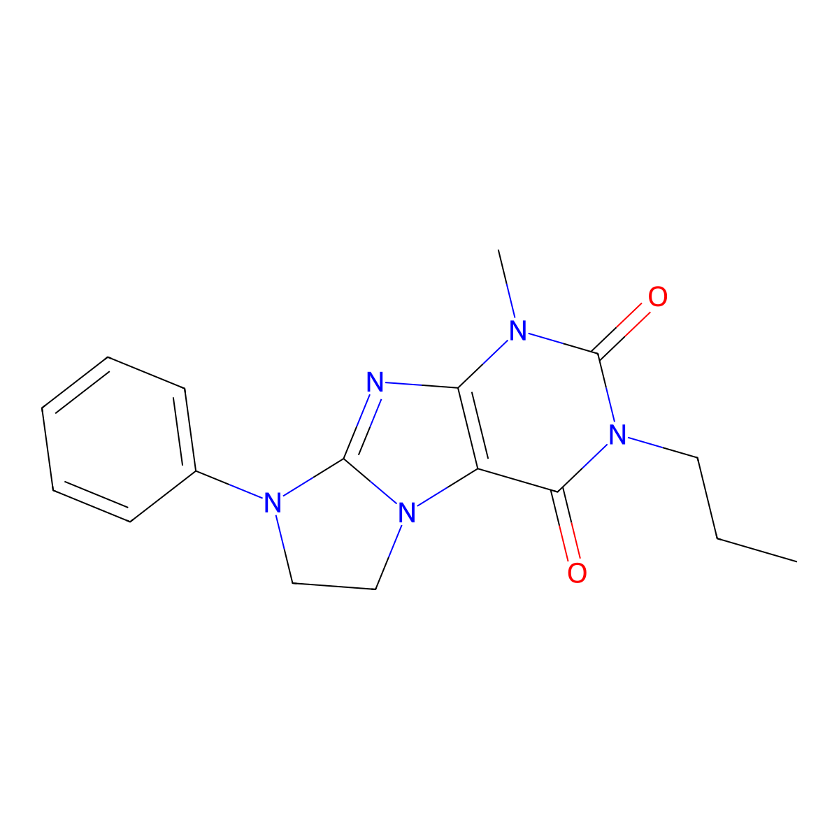 1-methyl-8-phenyl-3-propyl-7,8-dihydro-1H-imidazo[2,1-f]purine-2,4(3H,6H)-dione molecular structure, CAS 330818-15-0