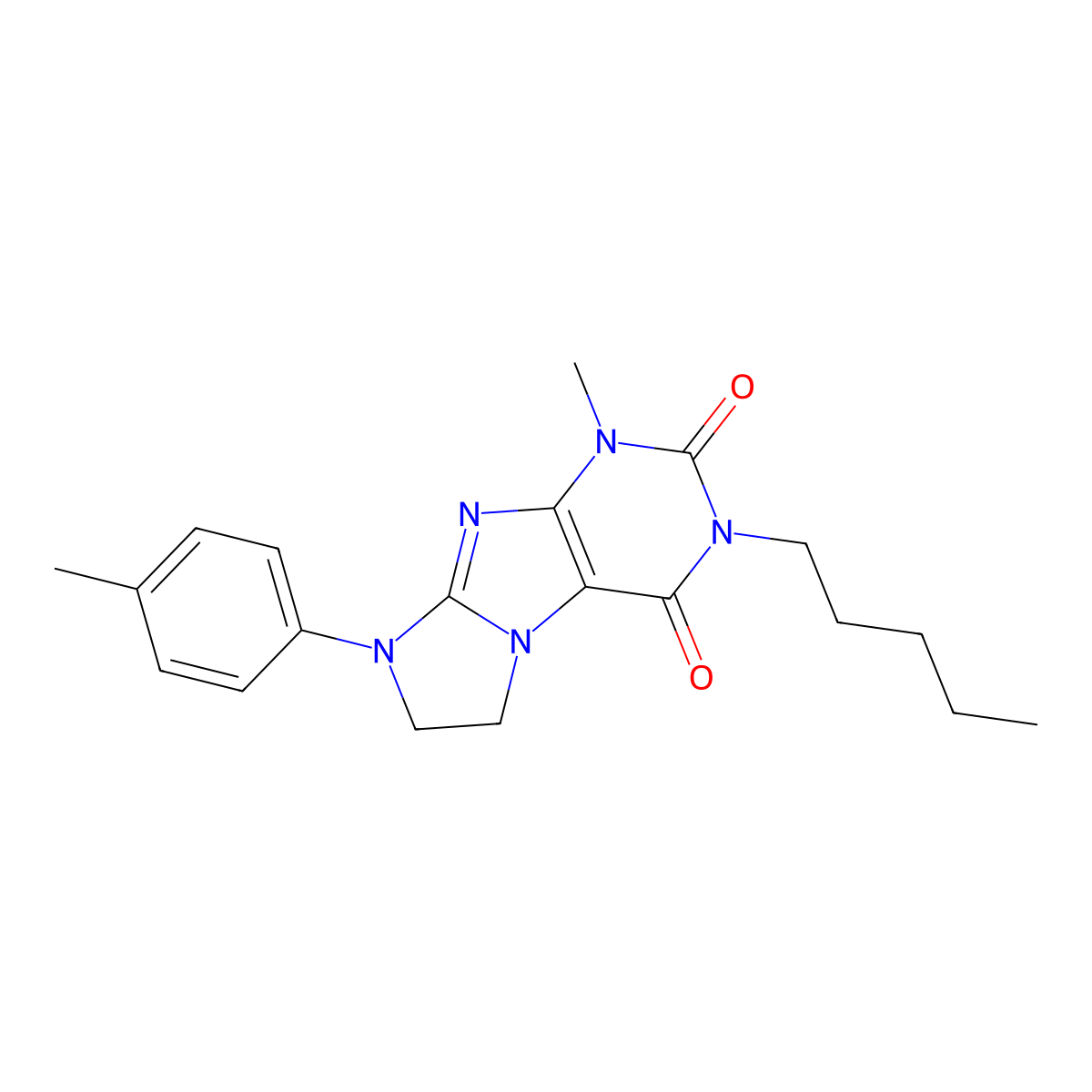 1-methyl-8-(4-methylphenyl)-3-pentyl-1H,2H,3H,4H,6H,7H,8H-imidazo[1,2-g]purine-2,4-dione molecular structure, CAS 330818-16-1