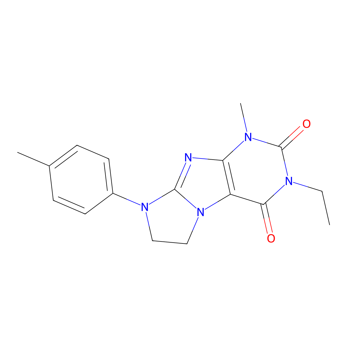 2-Ethyl-4-methyl-6-(4-methylphenyl)-7,8-dihydropurino[7,8-a]imidazole-1,3-dione molecular structure, CAS 330818-17-2
