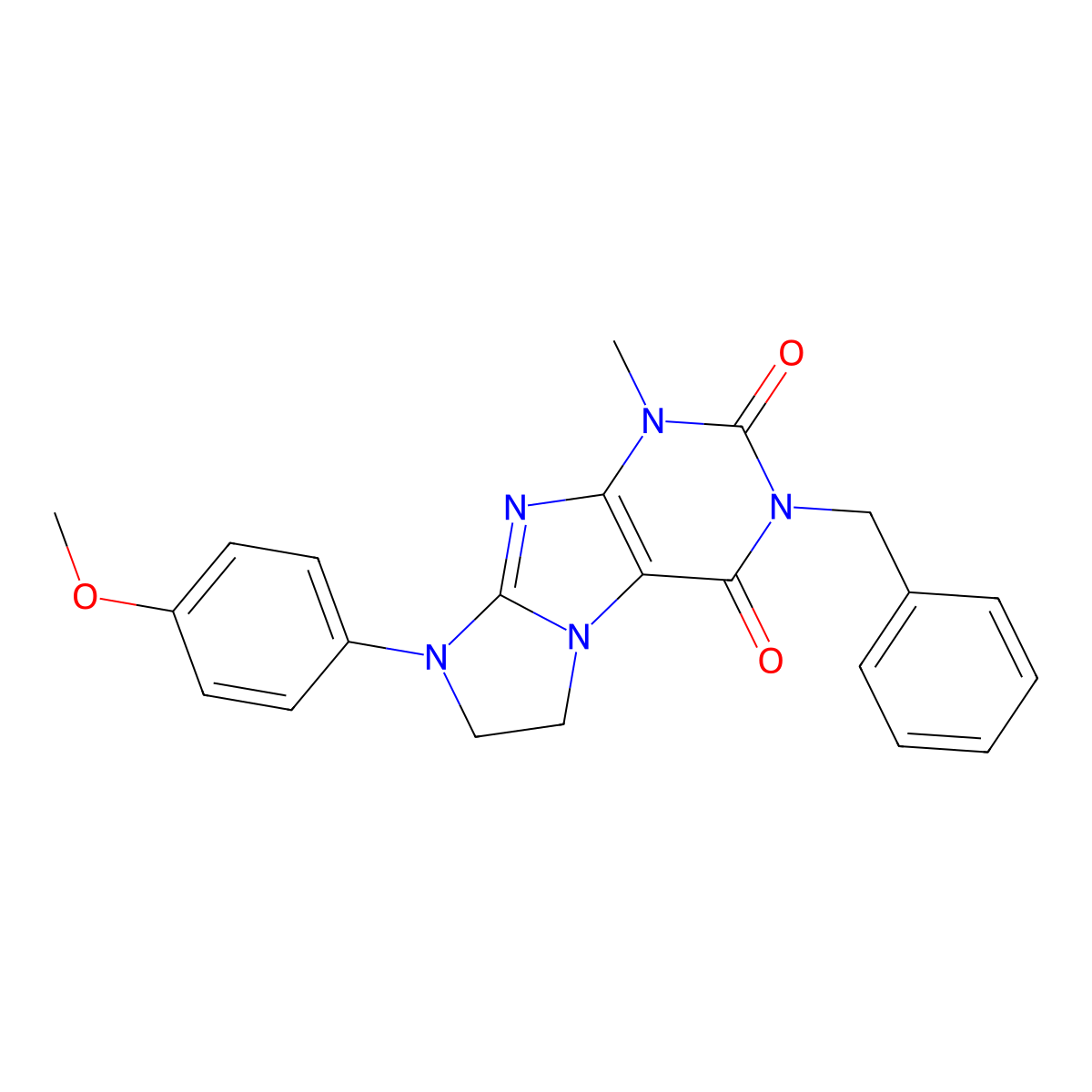 3-benzyl-8-(4-methoxyphenyl)-1-methyl-7,8-dihydro-1H-imidazo[2,1-f]purine-2,4(3H,6H)-dione molecular structure, CAS 330818-19-4